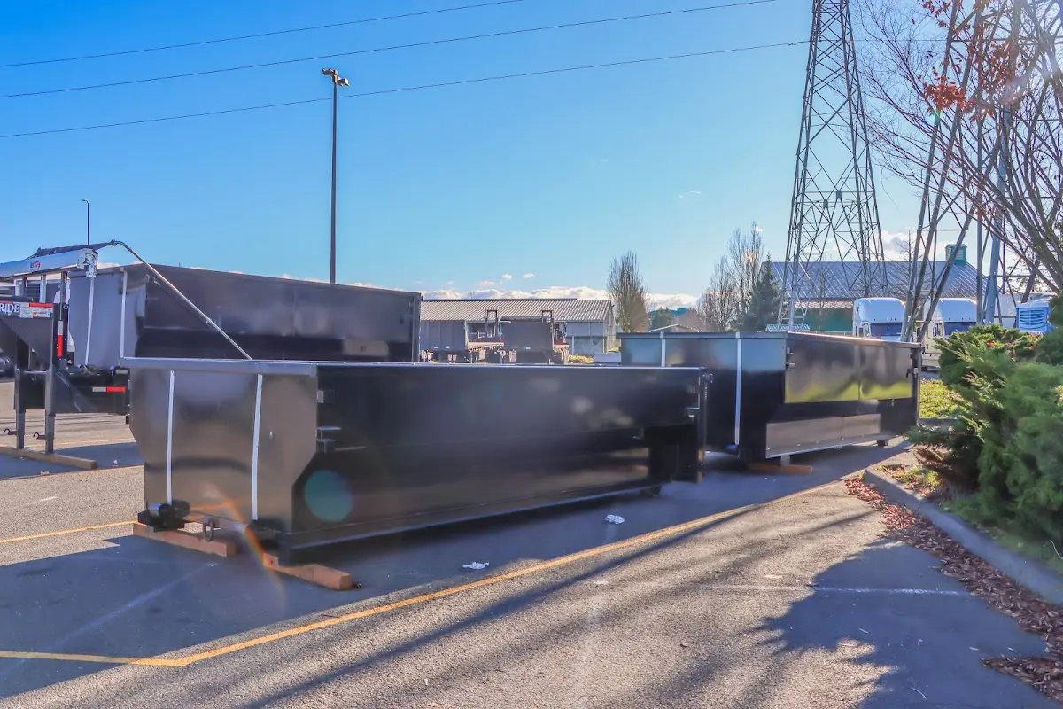 Roll-off dumpster ready for waste disposal at job site for 2 Yard Dumpster Rental in Polk City